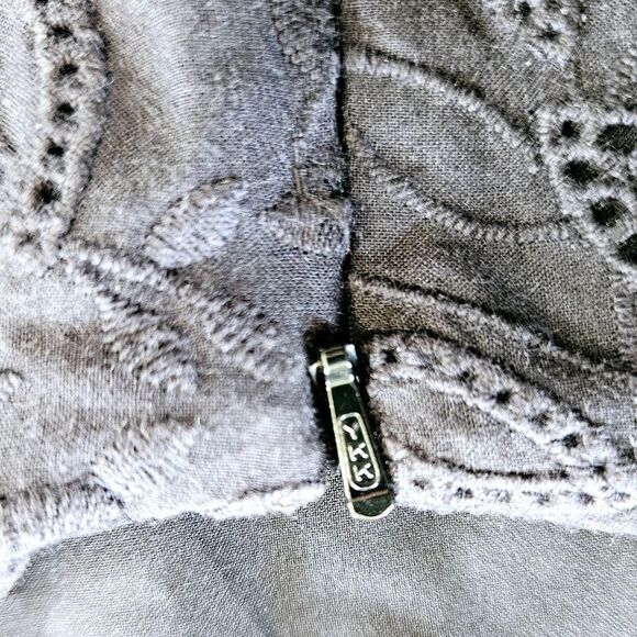 Saloni Rosie Black  Cotton Eyelet Silk Shoulder Ribbon Tie Ruffle Midi Dress 10 - Picture 9 of 10